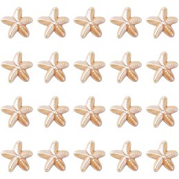 SUNNYCLUE 1 Box 20Pcs Starfish Beads Sea Star Bead Porcelain Carved Ocean Animal Spacer Beads Charms Elastic Thread for DIY Jewelry Making Bracelets Necklaces Crafts Supplies, White