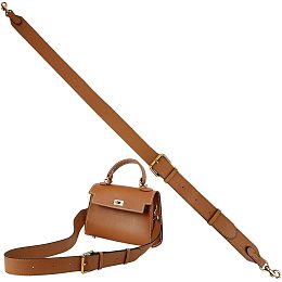 WADORN Genuine Leather Handbag Strap, 38.9 Inch Adjustable Shoulder Strap Replacement Real Leather Purse Handle with Bronze Gold Buckles for Handbag Tote Briefcase Messenger Bag Shopping Bag, Brown