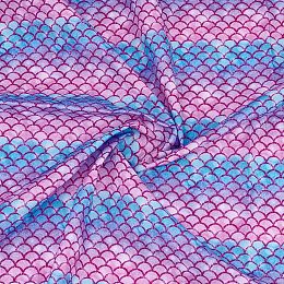 FINGERINSPIRE Mermaid Scales Fabric 39.4x57inch Fish Scale Pattern Polyester Cotton Fabric Blue Purple Mermaid Printed Fabric for DIY Craft, Home Decoration, Cloth Sewing Accessories(Not Elastic)