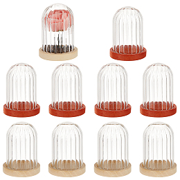 NBEADS 10 Pcs Mini Glass Dome, 3.8x2.5cm in Diameter Glass Display Dome Glass Cloche Dome Clear Glass Display Dome with 2 Colors Wood Base for Centerpieces Plants Rocks Specimens Decorations Crafts