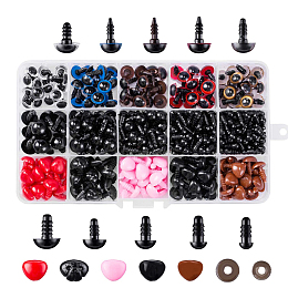 Honeyhandy Craft Plastic Doll Eyes & Nose Set, with Donut Plastic Nose Washer, Mixed Shapes, Doll Making Supplies, Mixed Color, Eye & Nose: 376pcs; Washer: 376pcs