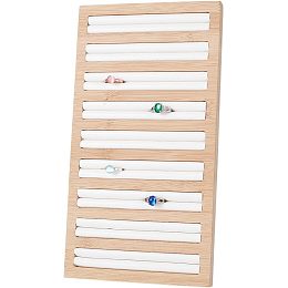 NBEADS Bamboo Rings Display Tray, 9-Slot Ring Earring Storage Holder Bracelets Necklaces Jewelry Display Organizer with PU Leather for Jewelry Retail Display Selling, White