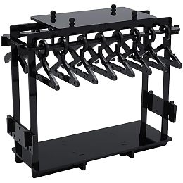 Acrylic Earring Holder, Jewelry Earring Holder with 16 Clothes Hangers, Earrings Holder Organizer for Ring, Earrings, Ear Stud, Bracelets, 6.88 x 2.36 x 5.51 Inches, Black