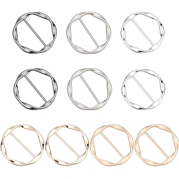 GORGECRAFT 10PCS 5 Colors Silk Scarf Ring Clip T-shirt Tie Clips Gold Silver Metal Round Circle Clip Buckle Clothing Ring Wrap Holder Zinc Alloy Scarves Clasp Waist Buckles for Women Dress Belt