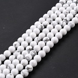 Honeyhandy Synthetic Howlite Beads Strands, Round, 6mm, Hole: 1.2mm, about 64pcs/strand, 14.96''(38cm)