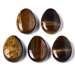 Honeyhandy Natural Tiger Eye Pendants, Teardrop, 25x18x8~9mm, Hole: 1.6mm