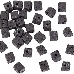 OLYCRAFT About 60Pcs 6x6mm Natural Lava Beads Black Cube Lava Beads Square Lava Beads Black Chakra Beads Round Loose Gemstone Beads Energy Stone for Bracelet Jewelry Making DIY Crafts