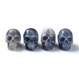 Honeyhandy Natural Blue Aventurine Home Display Decorations, for Halloween, Skull, 38x32x51mm