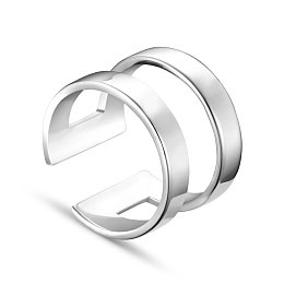 SHEGRACE Simple Fashion 925 Sterling Silver Cuff Rings, Open Rings, Platinum, Size 8, 18mm