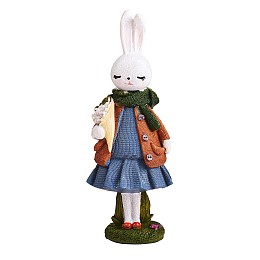 Arricraft Resin Standing Rabbit Statue Bunny Sculpture Tabletop Rabbit Figurine for Lawn Garden Table Home Decoration ( Blue ), Blue, 66x140mm