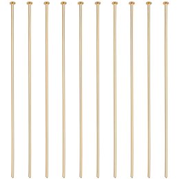 BENECREAT 100PCS 18K Real Gold Plated Flat Head Pins 21 Gauge Brass Head Ball pins for Jewelry Making - 2 Inch Long