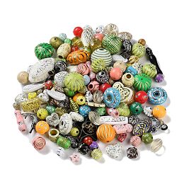 Opaque Acrylic Beads, Metal Enlaced, Mixed Shapes, Mixed Color, 7.5~22.5x7.5~21x5.5~13mm, Hole: 1.2~5.5mm, about 485pcs/500g