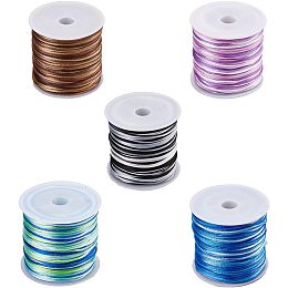 SUPERFINDINGS 5 Rolls 5 Colors Nylon Beading String 1mm Segment Dyed Thread Rattail Satin Cord for DIY Jewelry Making Chinese Knot, 50 Yards/Roll