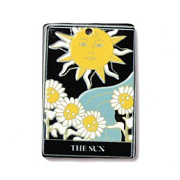 Honeyhandy Printed Acrylic Pendants, Rectangle with Tarot Pattern, The Sun XIX, 39.5x27x2mm, Hole: 1.8mm