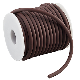 NBEADS 10.93 Yards Solid Rubber Cord, 0.19" Thick Plastic Rope Round Elastic Cord Beading Crafting Stretch String for DIY Craft Making, Saddle Brown