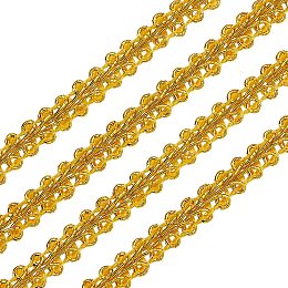 FINGERINSPIRE 15 Yards Metallic Braid Lace Trim, Flower Pattern Gold Centipede Lace Ribbon Decorated Gimp Trim for Wedding Bridal, Costume or Jewelry, Crafts and Sewing 1/4"(8mm) x1.3mm