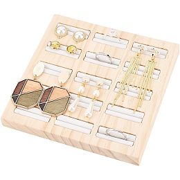 FINGERINSPIRE Ring Earrings Trays White Leather 15 Slots Bamboo Ring Holder 5.91x5.91x0.67inch Ring Display Board Ring Display Stand Jewelry Storage Organizer Stand for Rings Earrings Selling