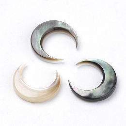 Black Lip Shell Cabochons, Moon, Black, 12x11.5x2mm