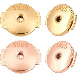 CREATCABIN 1 Box 2 Pairs Locking Earring Backs for Studs Secure 925 Sterling Silver Ear Nuts Hypoallergenic Replacements Backings Safely for Pierced Earrings, (Golden & Rose Gold)