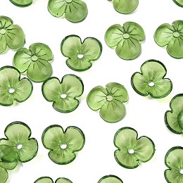 Honeyhandy Transparent Acrylic Bead Caps, 3-Petal Flower, Green Yellow, 10x3mm, Hole: 1.4mm