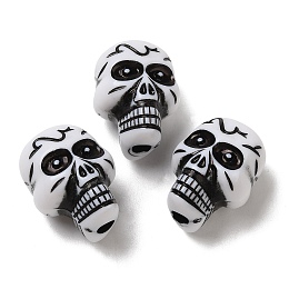 Opaque Acrylic Beads, Skull, Black, 22.5x17x15.5mm, Hole: 3.7mm