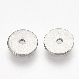 Honeyhandy 304 Stainless Steel Spacer Beads, Flat Round/Disc, Stainless Steel Color, 6x0.7mm, Hole: 1mm