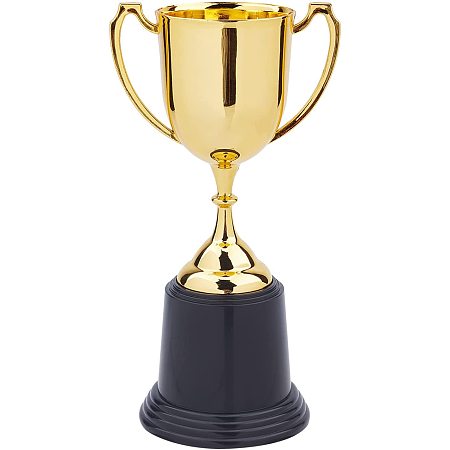 CREATCABIN Trophy Cup 8.6inch Plastic Trophies Round Base for Party Favors Props Rewards Sports Winning Prizes Competitions Award Ceremony and Appreciation Gift, Gold Color