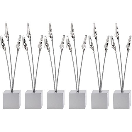 OLYCRAFT 6 Pack 3-Branch Tree Style Memo Holder Photo Holder Silver Table Number Holder for Memo and Card