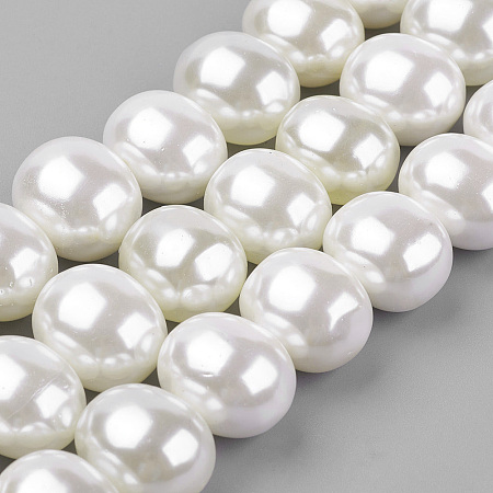Honeyhandy Shell Pearl Beads Strands, Oval, WhiteSmoke, 12.5~13x16x12.5~13.5mm, Hole: 1mm, about 30pcs/strand, 15.5 inch(39.37cm)