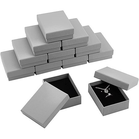 NBEADS 16 Pcs Cardboard Jewelry Boxes, Gray Paper Boxes Set Storage Boxes with Sponge Mat for Bracelet Necklace Earring Pendants Jewelry, 7x9.1x3.2cm