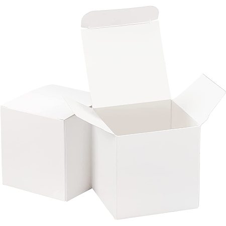 BENECREAT 50 Pack White Gift Boxes Paper Boxes Crafting Cupcake Boxes 2.3x2.3x2.3 inch with Lids for Gift Wrapping, Birthday, Wedding and Party Decoration