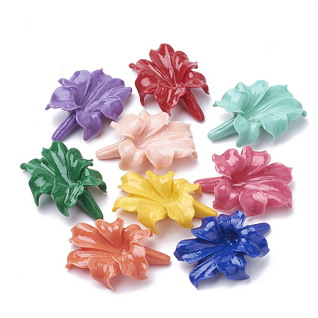 ARRICRAFT Synthetic Coral Beads, Dyed, Flower, Mixed Color, 31~32x23~24x9mm, Hole: 1mm