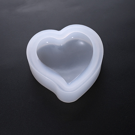 Honeyhandy Silicone Molds, Resin Casting Molds, For UV Resin, Epoxy Resin Jewelry Making, Heart, White, 7.5x7.3x2.25cm