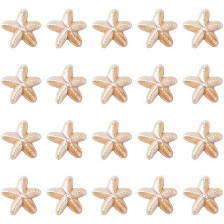 SUNNYCLUE 1 Box 20Pcs Starfish Beads Sea Star Bead Porcelain Carved Ocean Animal Spacer Beads Charms Elastic Thread for DIY Jewelry Making Bracelets Necklaces Crafts Supplies, White