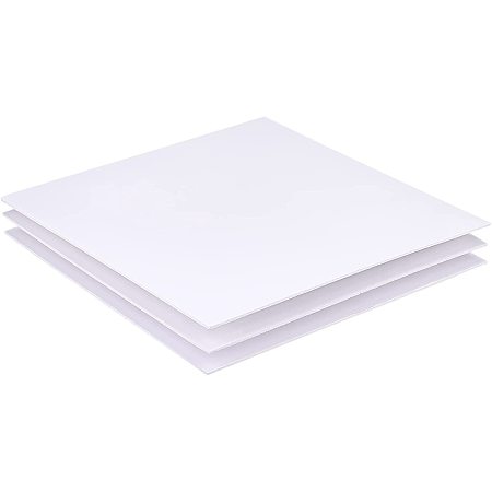 BENECREAT 3 Sheets 11.8x11.8inch White Printable Plastic Board Sheet, Moldable Display Plastic Sheets for Mounting Crafts Modelling Art School Projects, 3mm Thick