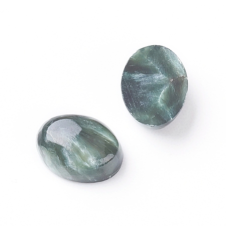 Honeyhandy Natural Seraphinite Cabochons, Oval, 8x6x3~4mm
