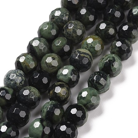 Natural Rhyolite Jasper Beads Strands, Faceted(128 Facets), Round, 6.5mm, Hole: 1mm, about 60pcs/strand, 14.96''(38cm)