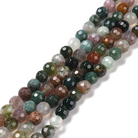 Natural Indian Agate Beads Strands, Faceted(128 Facets), Round, 6mm, Hole: 1mm, about 64pcs/strand, 14.96''(38cm)