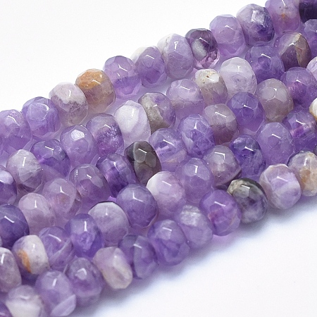 Honeyhandy Natural Amethyst Beads Strands, Faceted, Rondelle, 6x4mm, Hole: 1mm, about 104pcs/strand, 15.7 inch