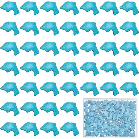SUNNYCLUE 1 Box 100Pcs Dolphin Beads Turquoise Beads Bulk Sea Animal Bead Blue Ocean Summer Hawaii Healing Energy Fish Spacer Loose Bead for Jewelry Making Necklace Bracelet Earring Women DIY Crafts