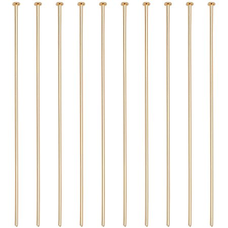 BENECREAT 100PCS 18K Real Gold Plated Flat Head Pins 21 Gauge Brass Head Ball pins for Jewelry Making - 2 Inch Long