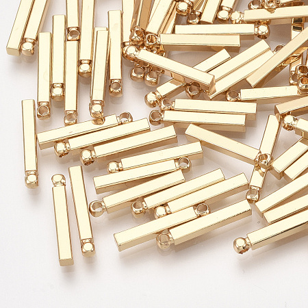 Honeyhandy Brass Bar Pendants, Rectangle, Real 18K Gold Plated, 15x2x2mm, Hole: 0.8mm