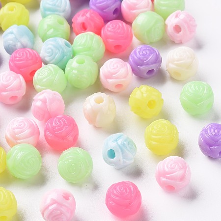 Arricraft Opaque Polystyrene(PS) Plastic European Beads, Large Hole Beads, Wool Ball Shape, Mixed Color, 8x7mm, Hole: 2mm, about 2270pc/500g