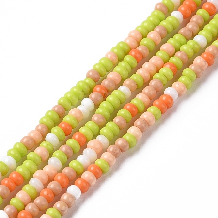 Glass Seed Bead Strands, Round Hole, Round, Green Yellow, 2.5~3x1.8~2.5mm, Hole: 1mm, about 191~200pcs/strand, 16.06~16.26 inch(40.8~41.3cm)