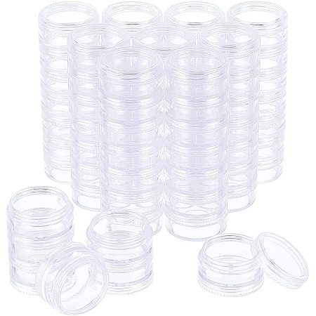 SUPERFINDINGS About 10 Sets 5ML Clear Column 31.5mm Plastic Refillable Cream Jar with Aluminium Screw Lid & Inner Cover Empty Portable Cosmetic Containers for Storing Lotions, Powders, and Ointments