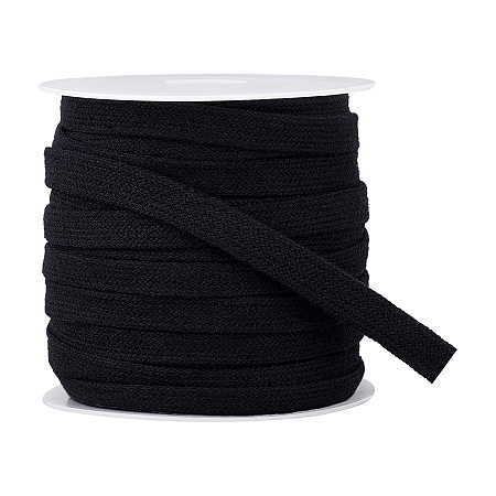BENECREAT 25m Black Flat Replacement Cotton Cords, Soft Drawstring Draw Cord for Garment Accessories