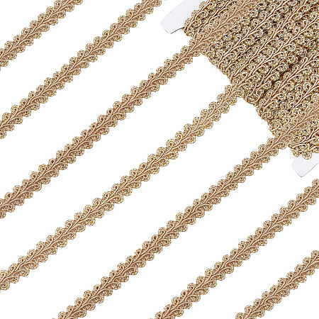 PandaHall Elite Gimp Braid Trim, 22.5 Yards Golden Centipede Fabric Braided Trim Ribbon Scroll Gimp Trim Metallic Lace Trim Decorative Fabric Trim for Wedding Bridal Costume Jewellery Crafts and Sewing