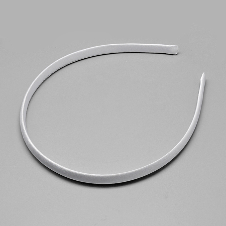 Honeyhandy Plain Plastic Hair Band Findings, No Teeth, Covered with Cloth, White, 120mm, 9.5mm