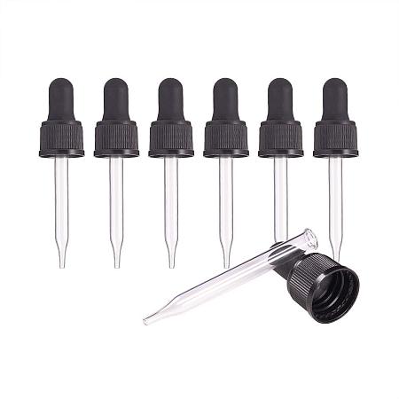 PandaHall Elite Set of 12, Glass Eye Droppers for Essential Oil 20ml (2/3 Ounce) Pressure Rotating Cover Oil Droppers Pipettes Roller Tops for Essential Oil Bottles