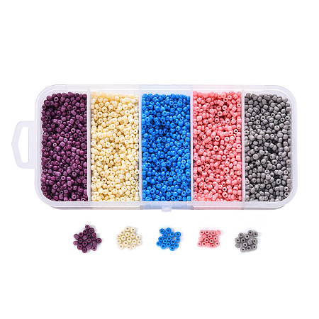 Arricraft 90G 5 Colors 12/0 Baking Paint Glass Seed Beads, Round, Mixed Color, 12/0, 1.5x1.5mm, Hole: 0.5mm, 18g/color